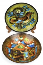 TWO KARL DRERUP ENAMELED BOWLS