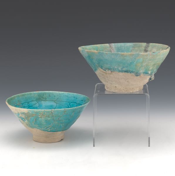 TWO KASHAN POTTERY BOWLS, 13TH