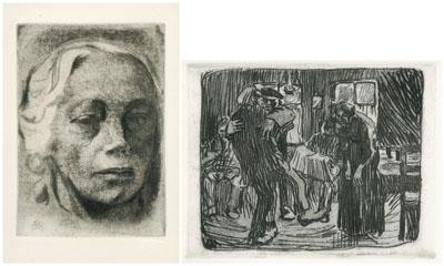 Two Kathe Kollwitz etchings