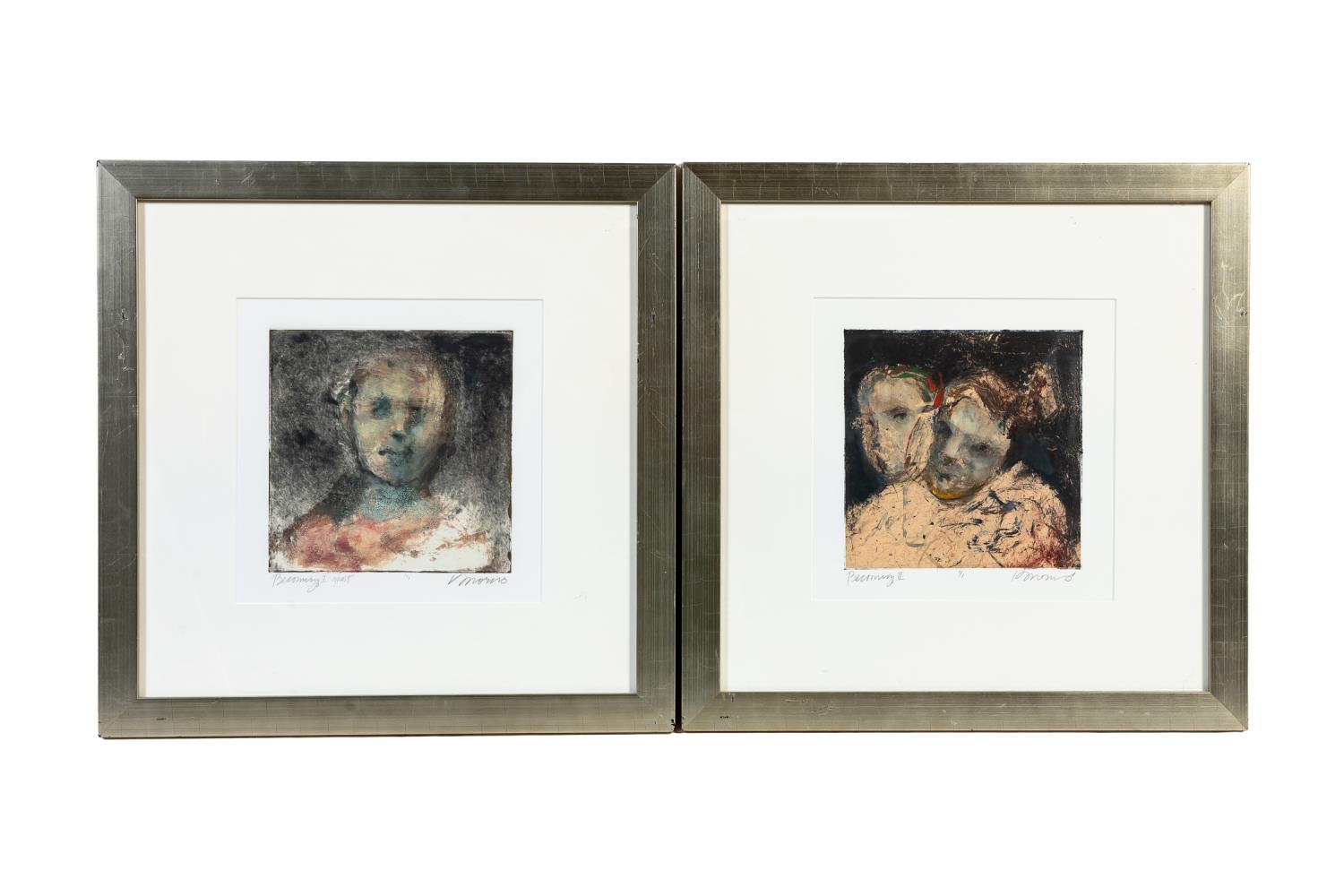 TWO KATHLEEN MORRIS MONOPRINTS,