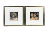 TWO KATHLEEN MORRIS MONOPRINTS