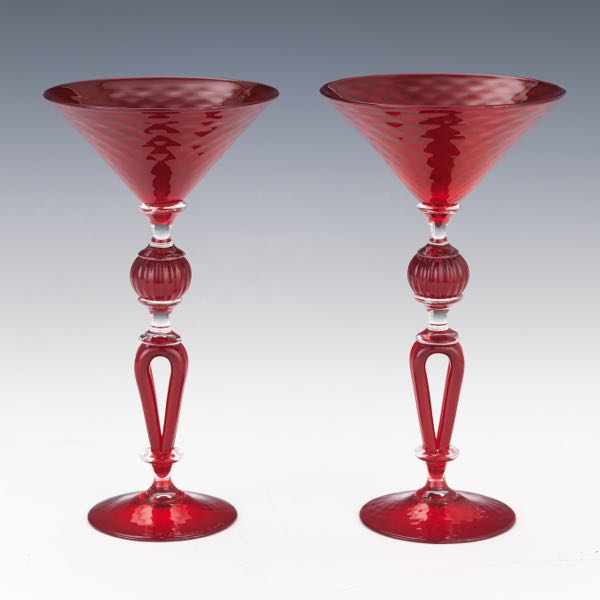 TWO KENNY PIEPER MARTINI GLASSES  8