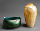 TWO KEW BLAS IRIDESCENT GLASS