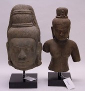 TWO KHMER 11TH CENTURY BUDDHA
