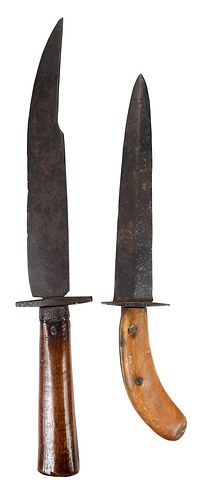 TWO KNIVES WITH WOOD