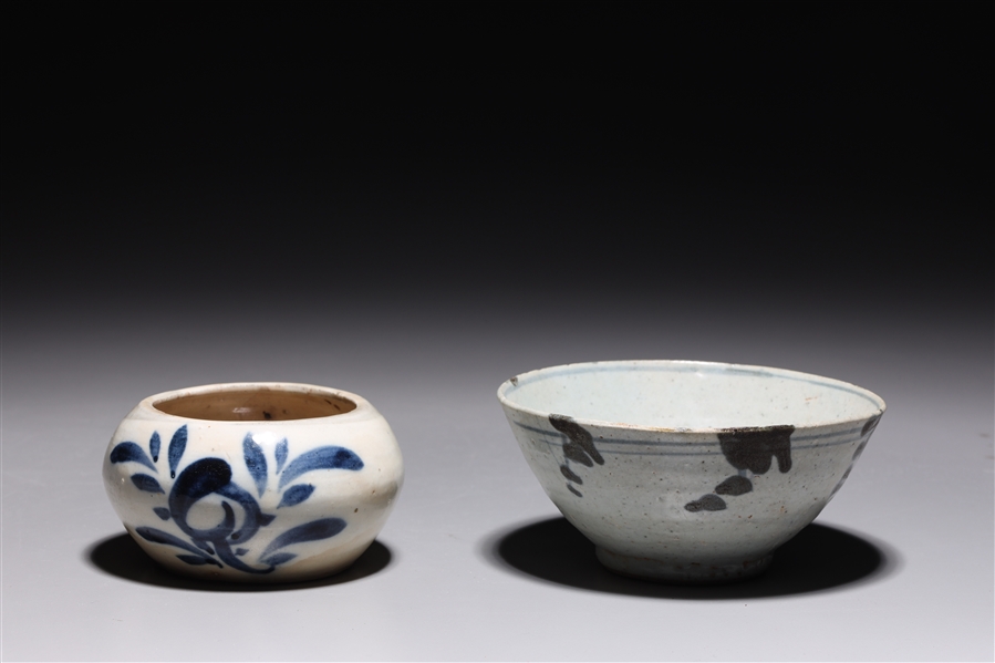Two Korean blue and white
