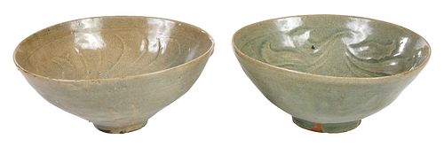 TWO KOREAN CELADON GLAZED