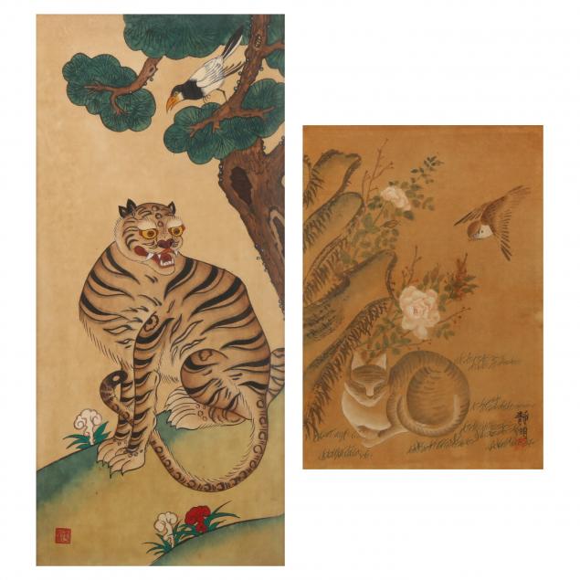 TWO KOREAN FOLK PAINTINGS  20th