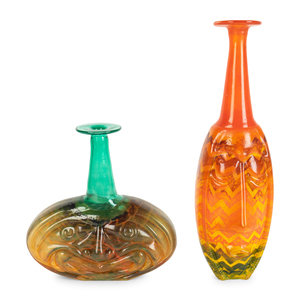 Two Kosta Boda Glass Face Vases