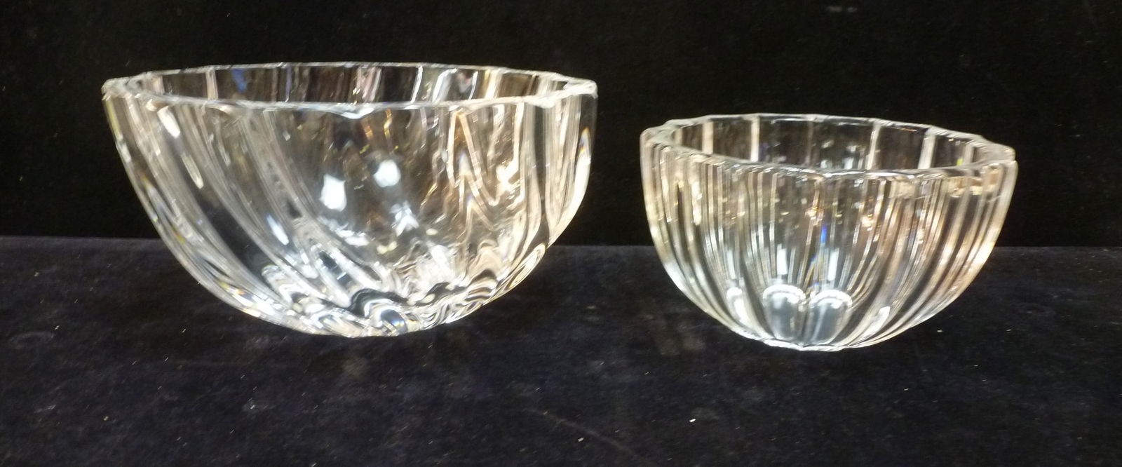 TWO KOSTA BODA HEAVY CRYSTAL OVAL