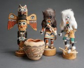 TWO KUCHINA DOLLS, MEXICAN POT