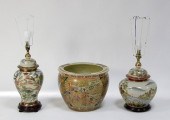 Two Kutani pottery lamps 20th