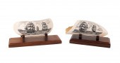 TWO L. LAYDEN SCRIMSHAW WHALE'