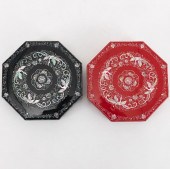 TWO LACQUER MOTHER-OF-PEARL IN