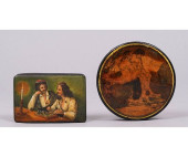 TWO LACQUERED SNUFF BOXES<br>T