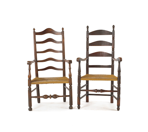 Two ladderback armchairs ca.