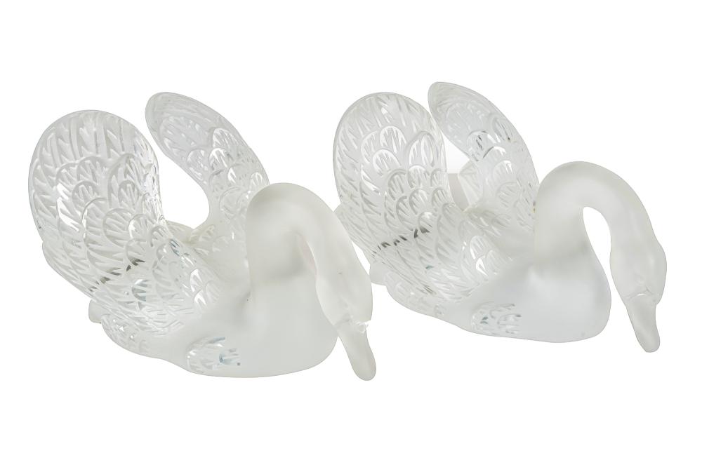TWO LALIQUE CLEAR & FROSTED GLASS