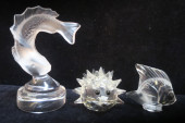 TWO LALIQUE CRYSTAL FISH AND S