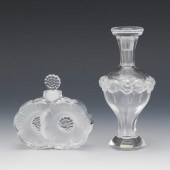 TWO LALIQUE CRYSTAL PERFUME BO