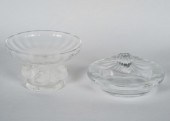 TWO LALIQUE FRANCE GLASS TABLE