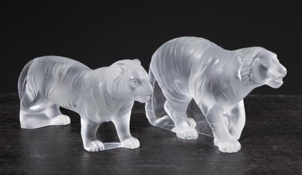 TWO LALIQUE FROSTED GLASS ADULT