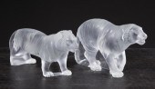 TWO LALIQUE FROSTED GLASS ADUL