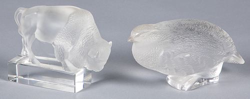 TWO LALIQUE GLASS ANIMALSTwo