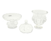 TWO LALIQUE GLASS FIGURAL BIRD