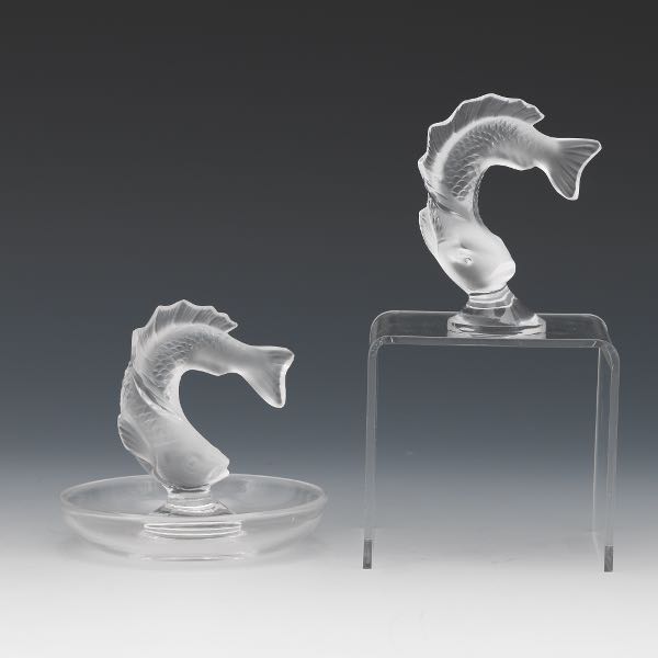 TWO LALIQUE GLASS "GOUJON"