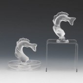 TWO LALIQUE GLASS "GOUJON" DRE