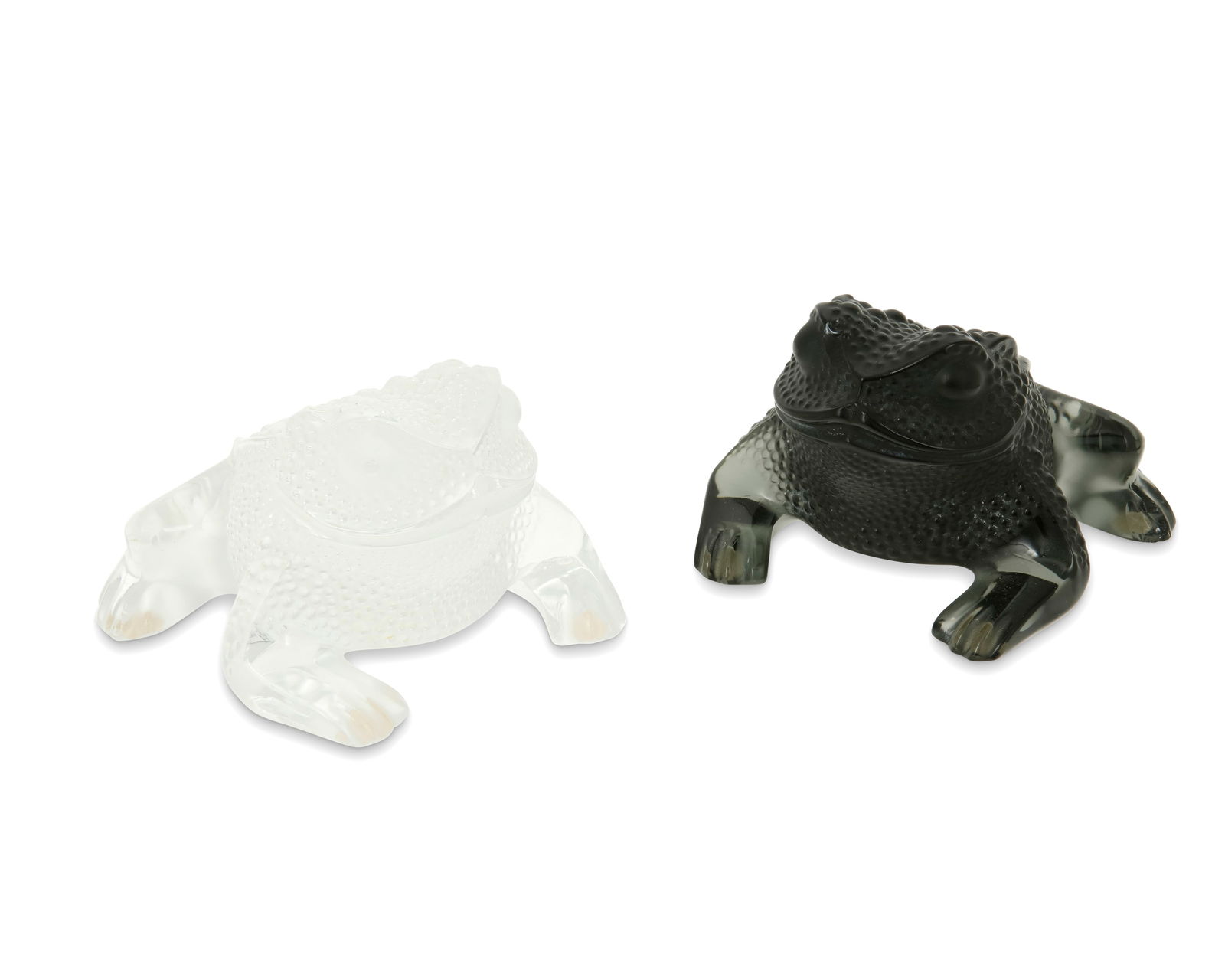 TWO LALIQUE GLASS "GREGOIRE" FROG