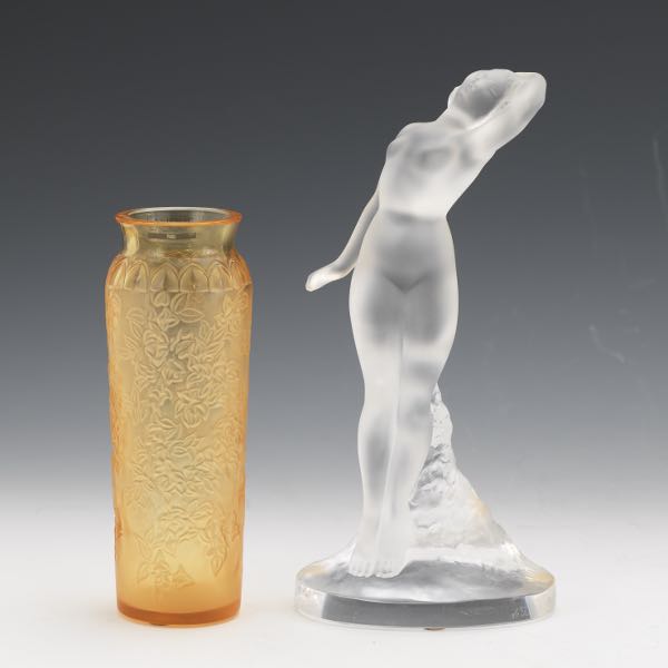 TWO LALIQUE GLASS TABLE ITEMS 