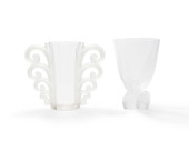 TWO LALIQUE GLASS VASES<br>Two