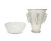 TWO LALIQUE GLASS VESSELS, MID
