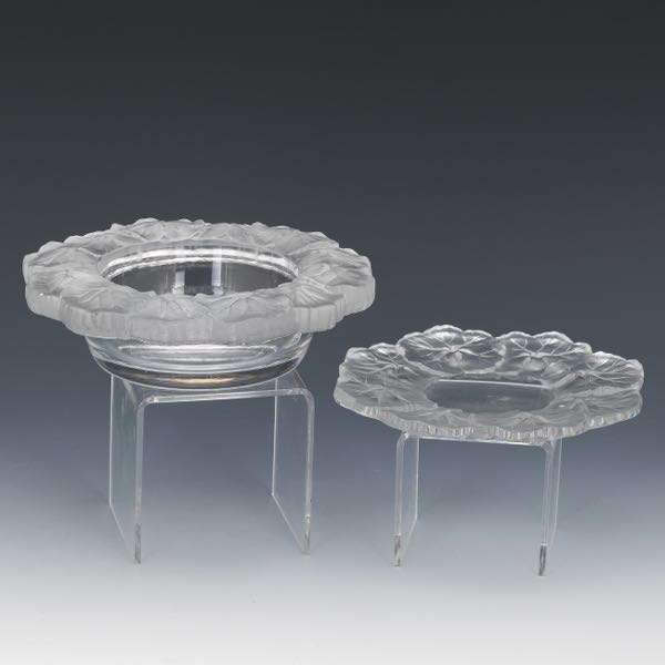 TWO LALIQUE HONFLEUR CRYSTAL DISHES