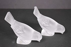 TWO LALIQUE MOLDED FROSTED GLASS