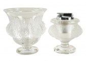TWO LALIQUE MOLDED GLASS TABLE