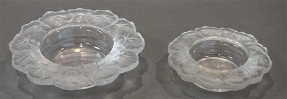 TWO LALIQUE PARTIAL FROSTED CRYSTAL