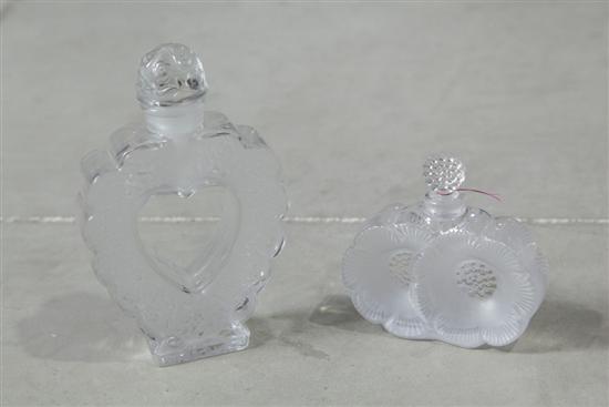 TWO LALIQUE PERFUME BOTTLES.