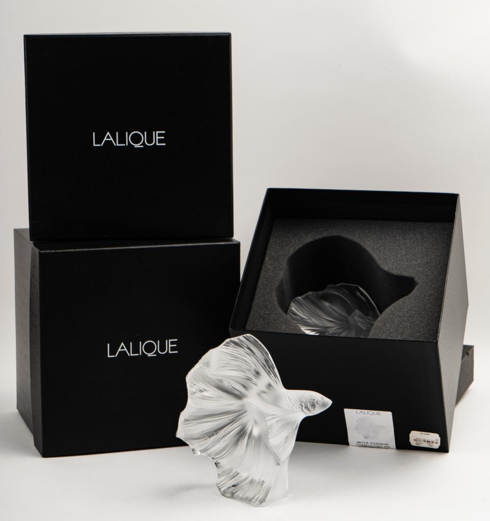 TWO LALIQUE POISSON COMBATTANT