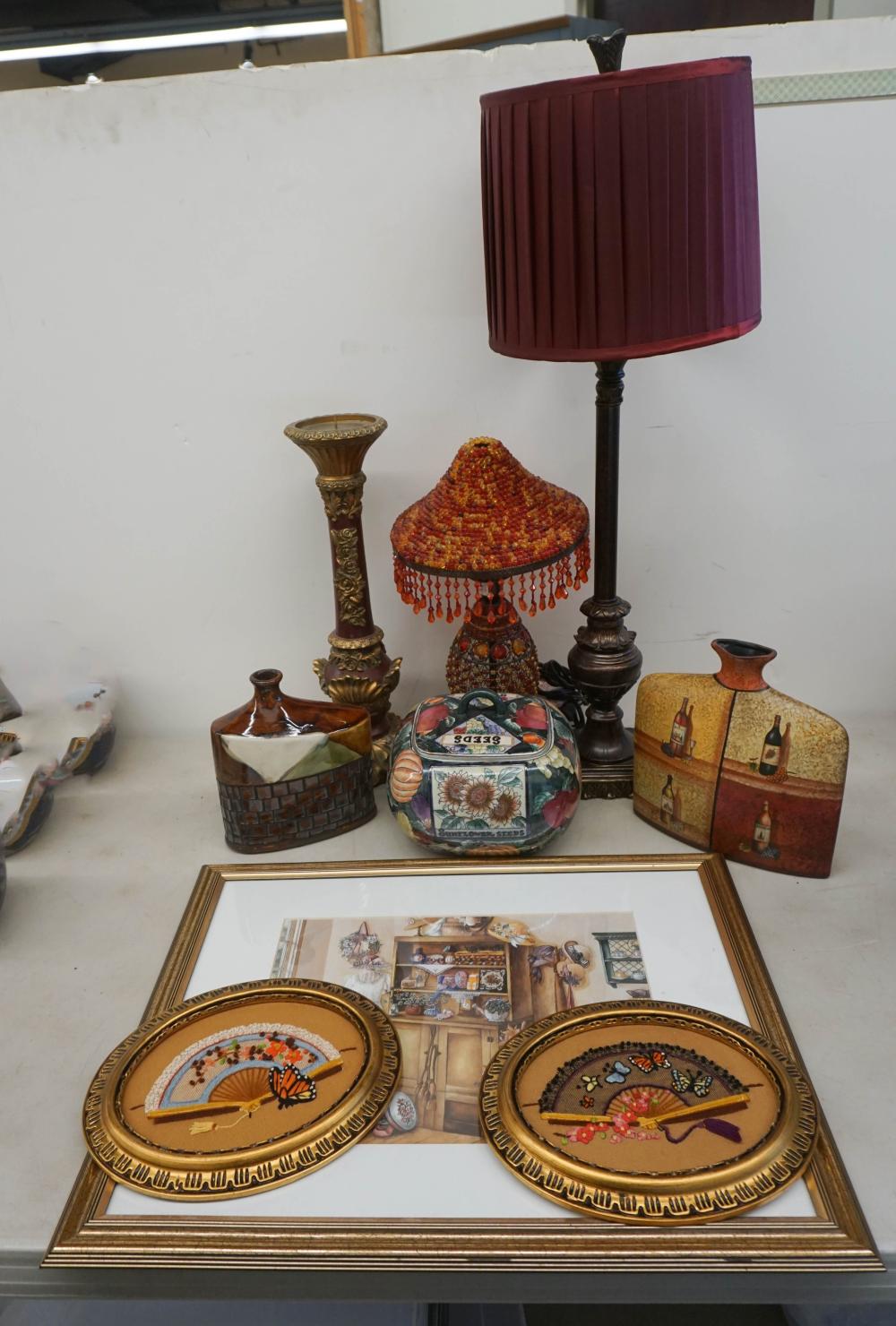TWO LAMPS, TWO CERAMIC VASES, A
