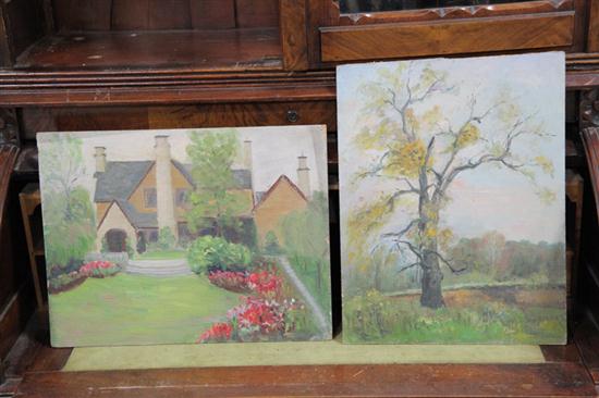 TWO LANDSCAPE PAINTINGS DORA G.