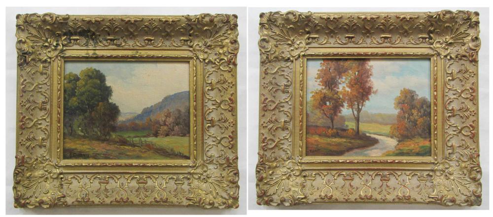 TWO LANDSCAPES, OILS ON BOARD.