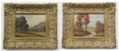 TWO LANDSCAPES, OILS ON BOARD.