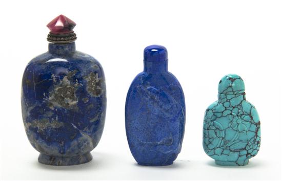 Two Lapis Snuff Bottles one a