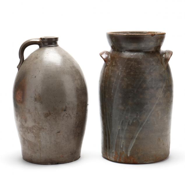 TWO LARGE AMERICAN SALT GLAZED