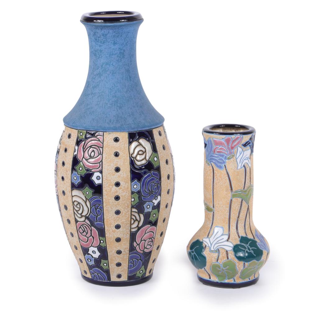 TWO LARGE AMPHORA POTTERY VASES