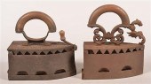 TWO LARGE ANTIQUE CHARCOAL IRO