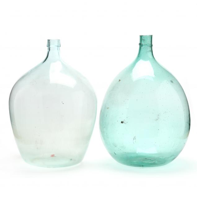 TWO LARGE ANTIQUE DEMIJOHNS 19th