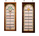 TWO LARGE ANTIQUE STAINED GLAS